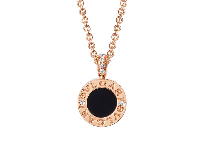 COLLANA IN ORO ROSA CON PENDENTE IN ORO ROSA, MADREPERLA, ONICE E DIAMANTI BULGARI BULGARI BULGARI CL856190